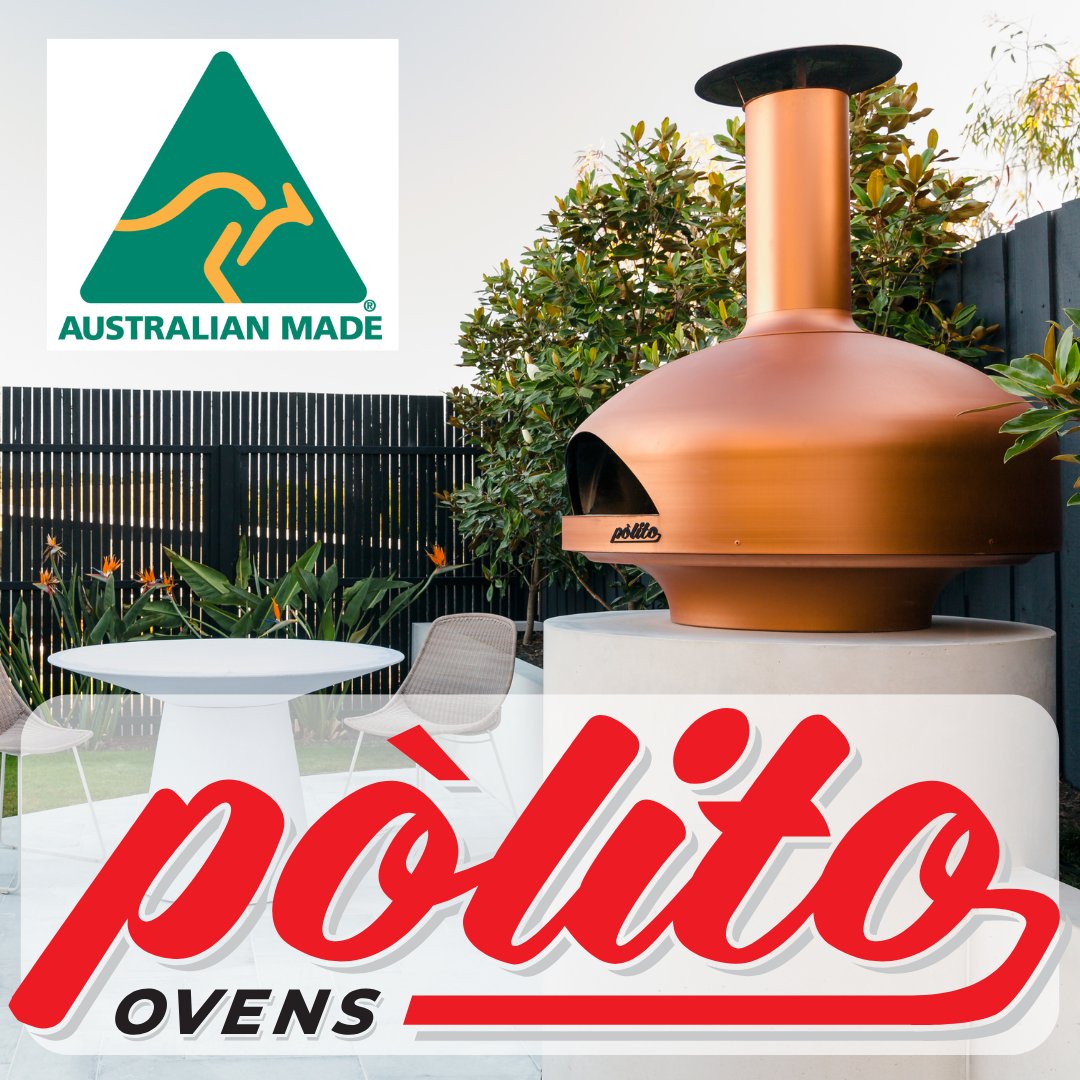 Polito Ovens logo – Handcrafted wood-fired pizza ovens, proudly made in Australia since 1988.