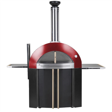 Forno Venetzia Bellagio 300 44-Inch Outdoor Wood-Fired Pizza Oven - Red - Front View - FlameOutdoors
