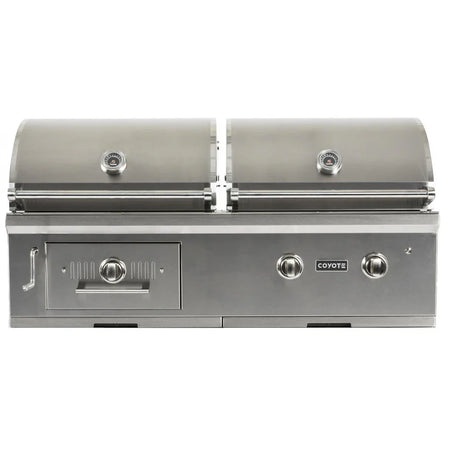 Premium hybrid grills from Flame Outdoors, combining gas and charcoal for versatile and superior grilling performance.