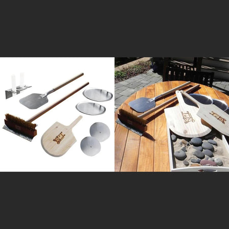 High-quality pizza oven accessories at Flame Outdoors, including pizza peels, brushes, and cutters for perfect outdoor pizza-making.