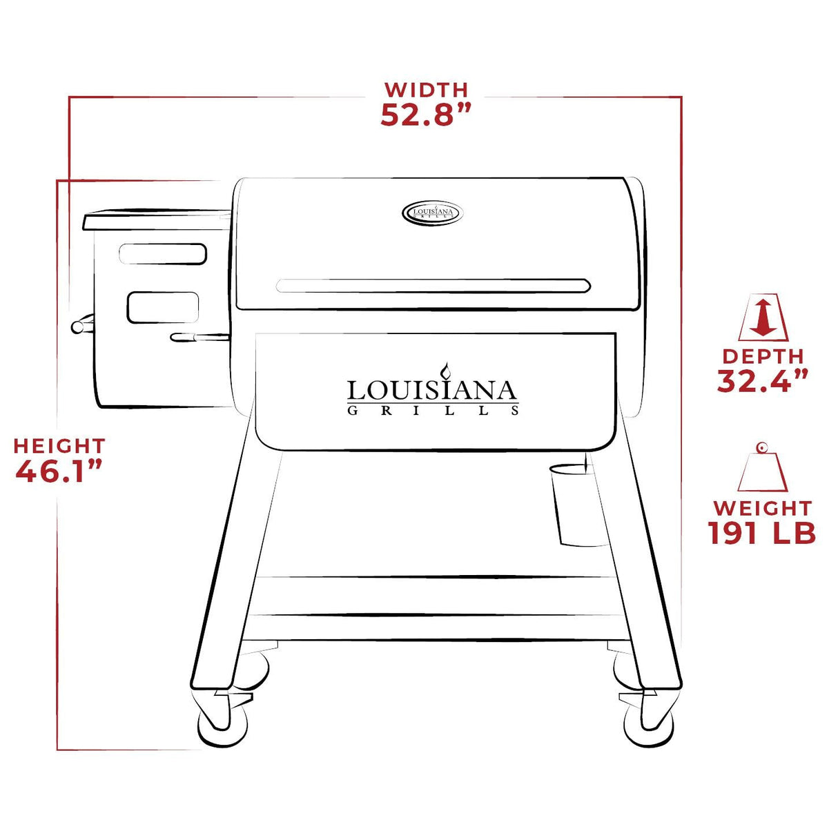 Louisiana Grills - 10639 - LG1000BL Black Label Series Pellet Grill - Grill Exterior Dimensions