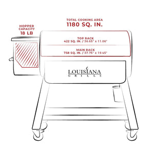 Louisiana Grills - 10640 - LG1200BL Black Label Series Pellet Grill - Grill Interior Dimensions