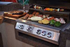 KoKoMo 4 Burner Grill - 32 Inch Stainless Steel Built-In/Freestanding - KO-BAK4BG-NG + KO-BAK4BG-C