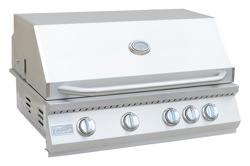 KoKoMo 4 Burner Grill - 32 Inch Stainless Steel Built-In/Freestanding - KO-BAK4BG-NG + KO-BAK4BG-C