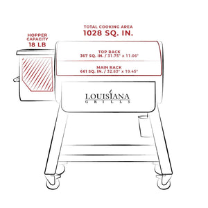 Louisiana Grills - 10639 - LG1000BL Black Label Series Pellet Grill - Grill Interior Dimensions