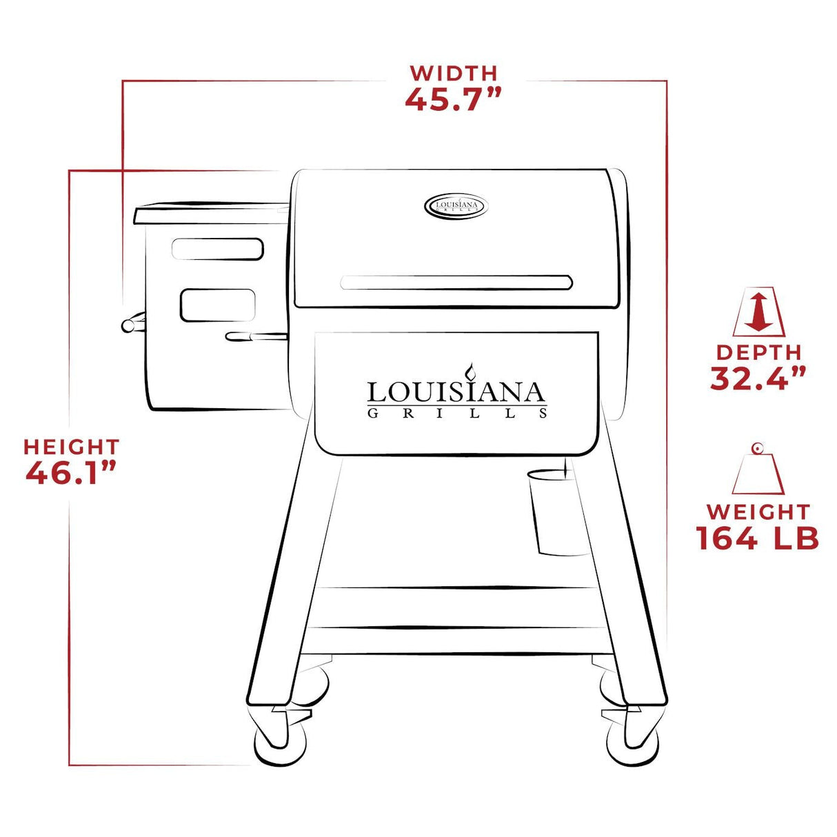 Louisiana Grills - 10638 - LG0800BL Black Label Series Pellet Grill - Grill Exterior Dimensions