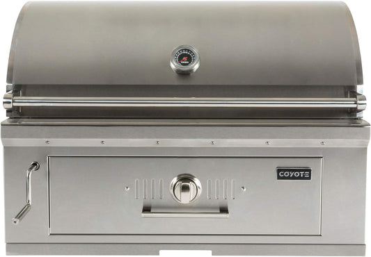 Coyote 36-Inch Charcoal Grill - Stainless Steel, Adjustable Fuel Tray