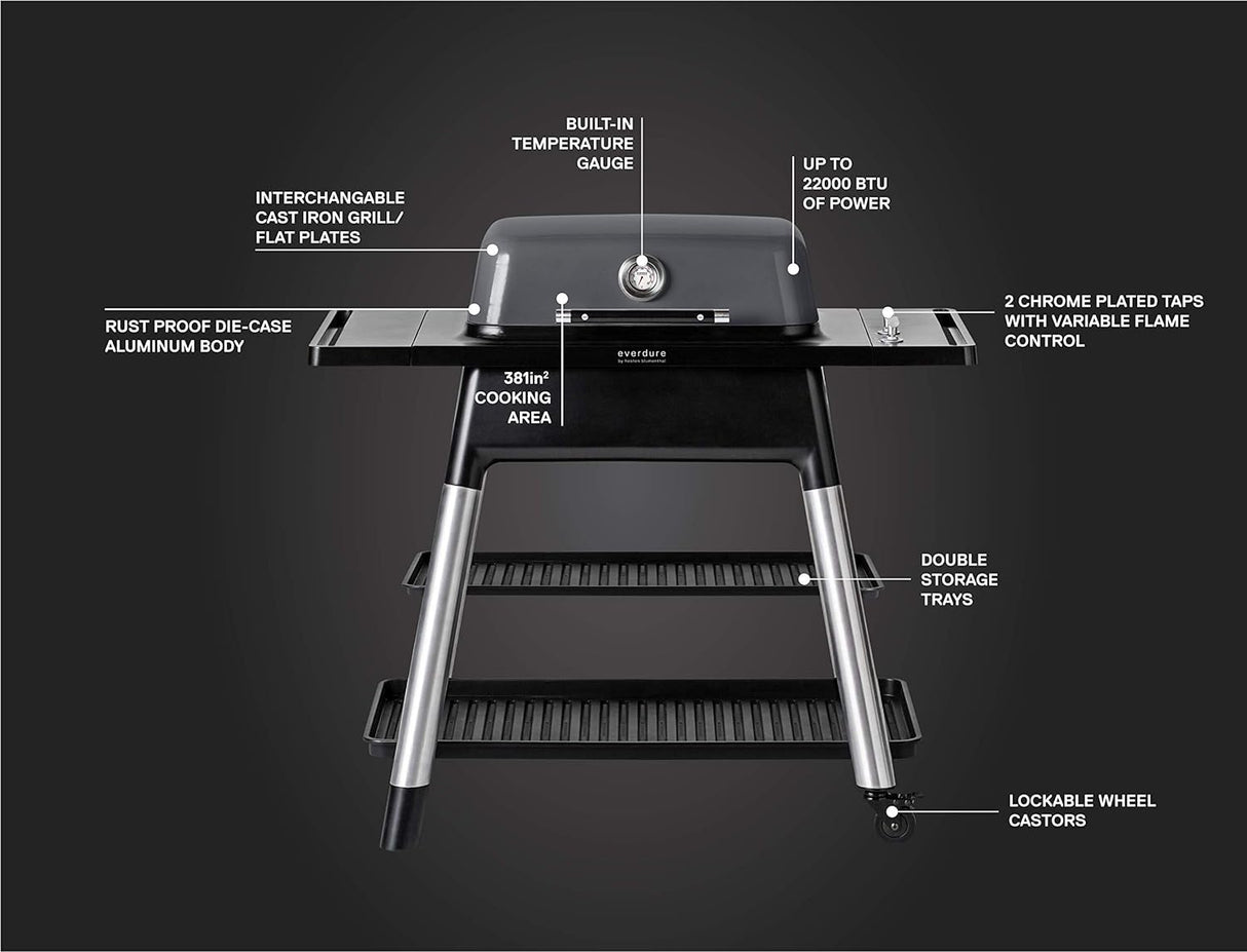 Everdure by Heston Blumenthal FORCE 2-Burner Freestanding Propane Grill E2G3B