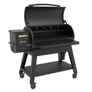 Louisiana Grills - 10640 - LG1200BL Black Label Series Pellet Grill - Angled Left Open