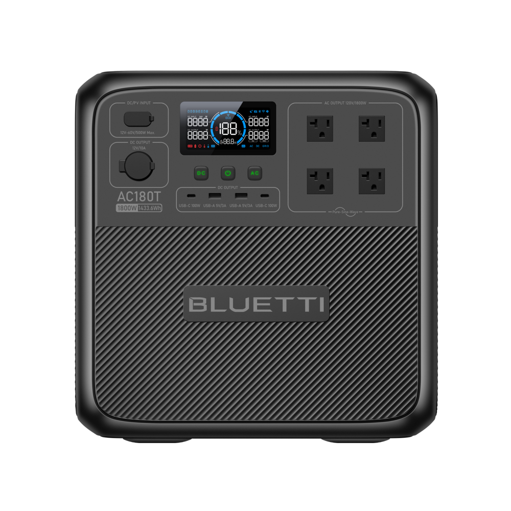 BLUETTI AC180T Portable Power Station – 1,800W, 1,433Wh Capacity P-AC180T-US-GY-BL-010