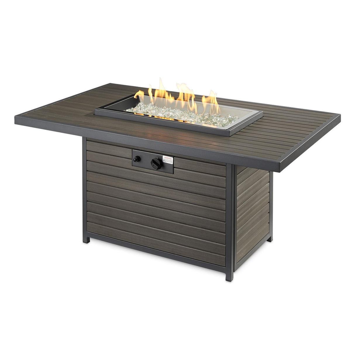 The Outdoor GreatRoom Company 50 Inch Rectangular Fire Pit Table BROOKS - BRK-1224 - Angled View