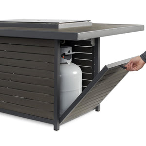 The Outdoor GreatRoom Company 50 Inch Rectangular Fire Pit Table BROOKS - BRK-1224 - Propane Storage Compartment 