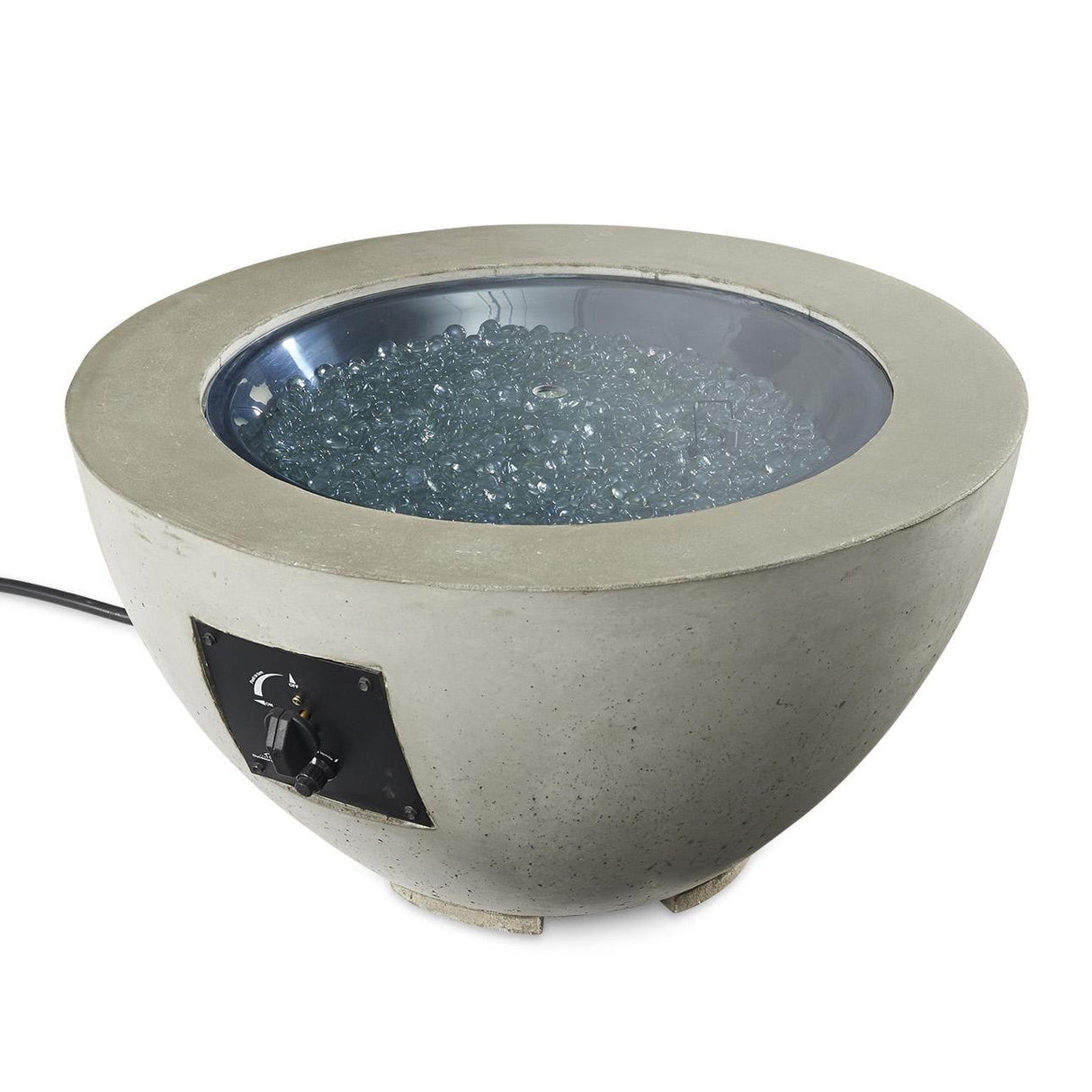 The Outdoor GreatRoom Company Cove 20-Inch Round Gas Fire Pit Bowl - CV-20 - Natural Grey - Off with Glass Cover 