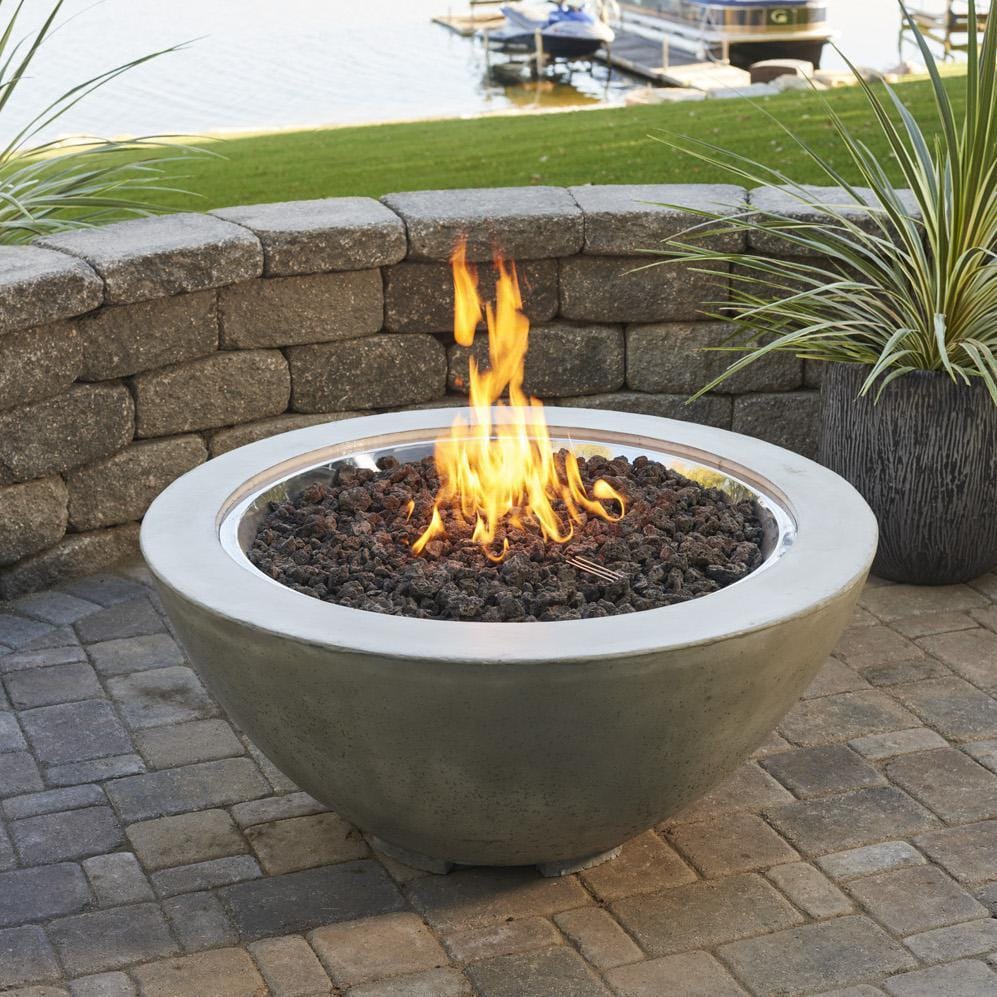 The Outdoor GreatRoom Company Cove 30-Inch Round Gas Fire Pit Bowl - CV-30 - Natural Grey - Lava Rocks 