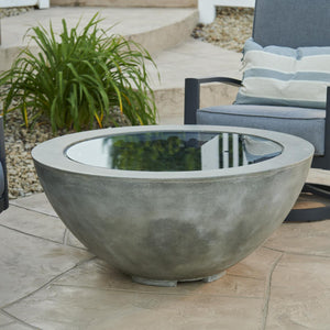 The Outdoor GreatRoom Company Cove 30-Inch Round Gas Fire Pit Bowl - CV-30 - Natural Grey - Patio With Glass Cover 