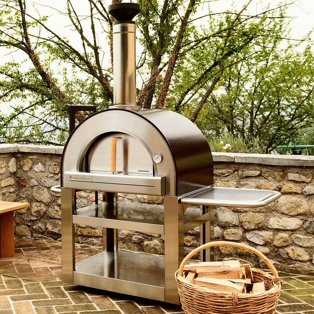 Forno Venetzia Pronto 500 33-Inch Freestanding Outdoor Wood-Fired Pizza Oven - Copper - FVP500C - Lifestyle View