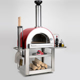 Forno Venetzia Pronto 500 33-Inch Freestanding Outdoor Wood-Fired Pizza Oven - Red - FVP500R - With Accessories