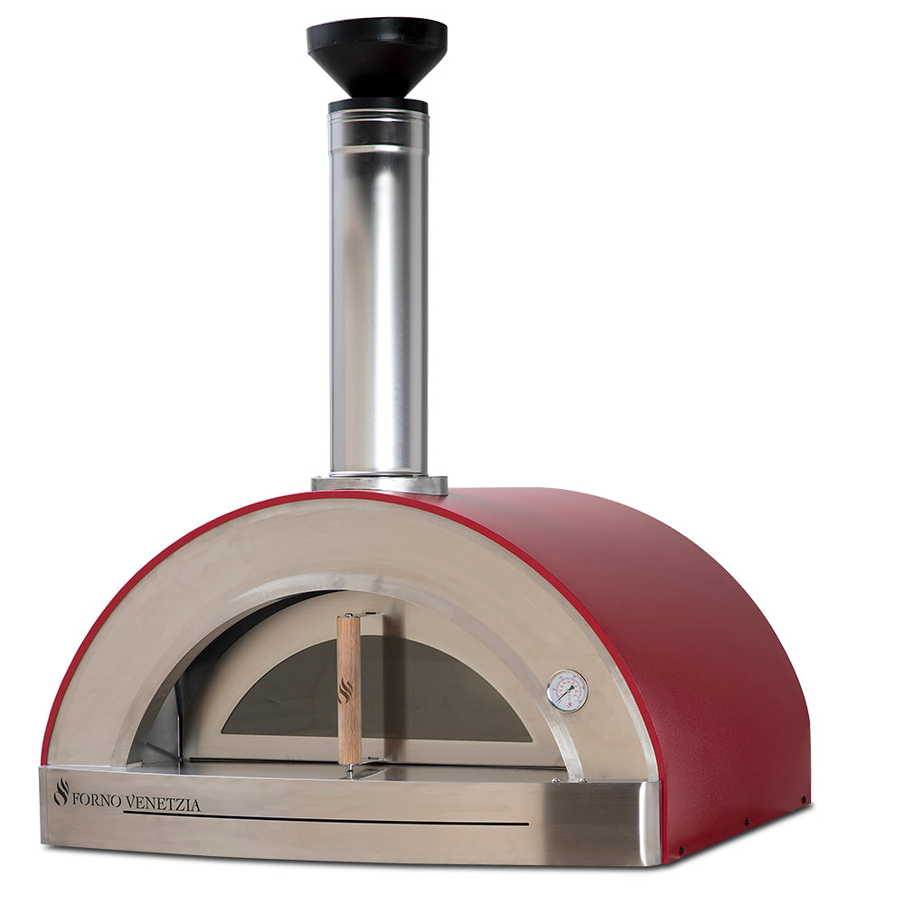 Forno Venetzia FVTOR200R Torino 200 40-Inch Countertop Outdoor Wood-Fired Pizza Oven - Red - Angled View