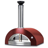 Forno Venetzia Bellagio 200 44-Inch Countertop Outdoor Wood-Fired Pizza Oven - Red - Right-Side Angled View - FlameOutdoors
