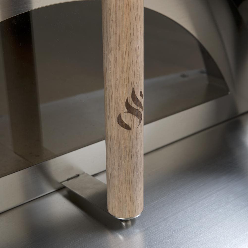 Forno Venetzia Bellagio 200 Pizza Oven - Oven Door Window & Oak Handle Detailed View - FlameOutdoors
