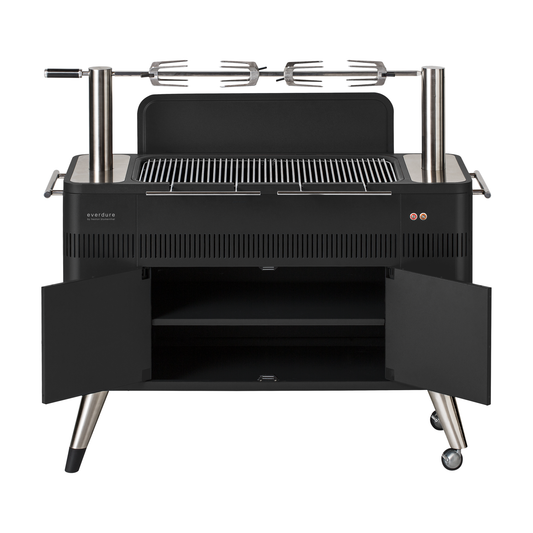 Everdure HUB™ 54-Inch Charcoal Grill with Rotisserie & Electronic Ignition, Matte Black HBCE2BBUS