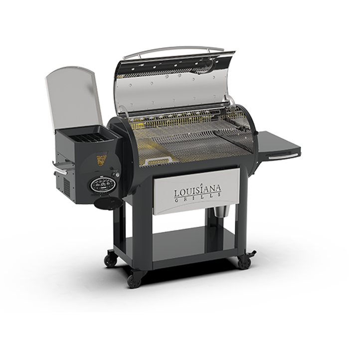 Louisiana Grills Founders Legacy 1200 Pellet Grill Fully Opened Angled View