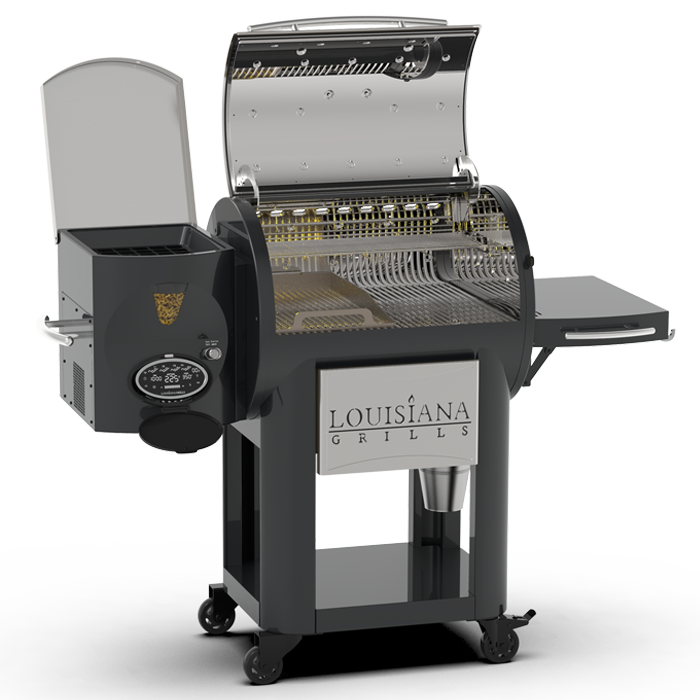 Louisiana Grills Founders Legacy 800 Pellet Grill - 10592 - Fully Opened Angled View