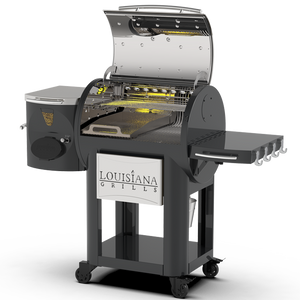 Louisiana Grills Founders Legacy 800 Pellet Grill - 10592 - Angled View Opened 