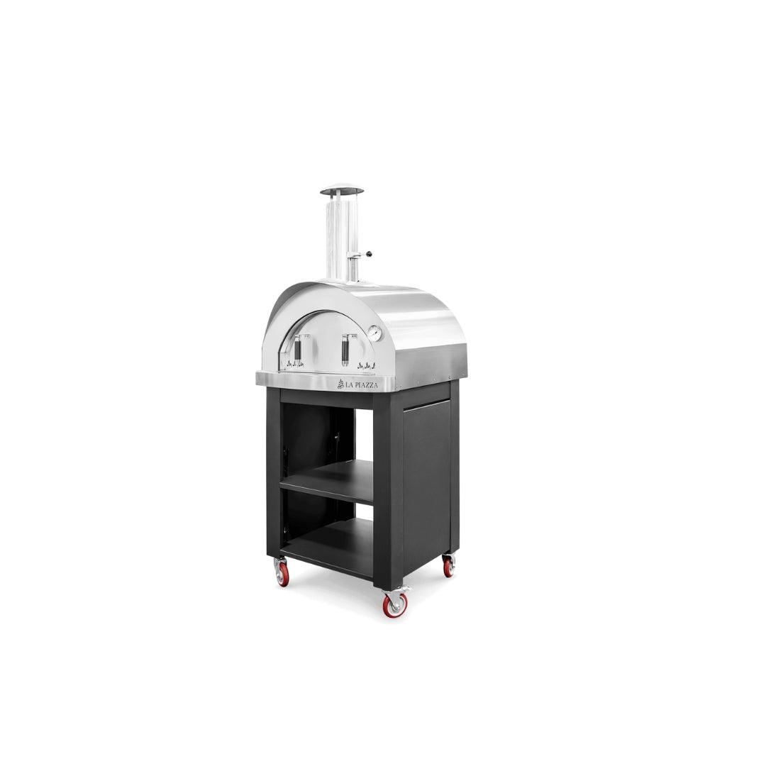 La Piazza Piccolo 33" Wood Fired Pizza Oven - Stainless Steel - Premium Cart