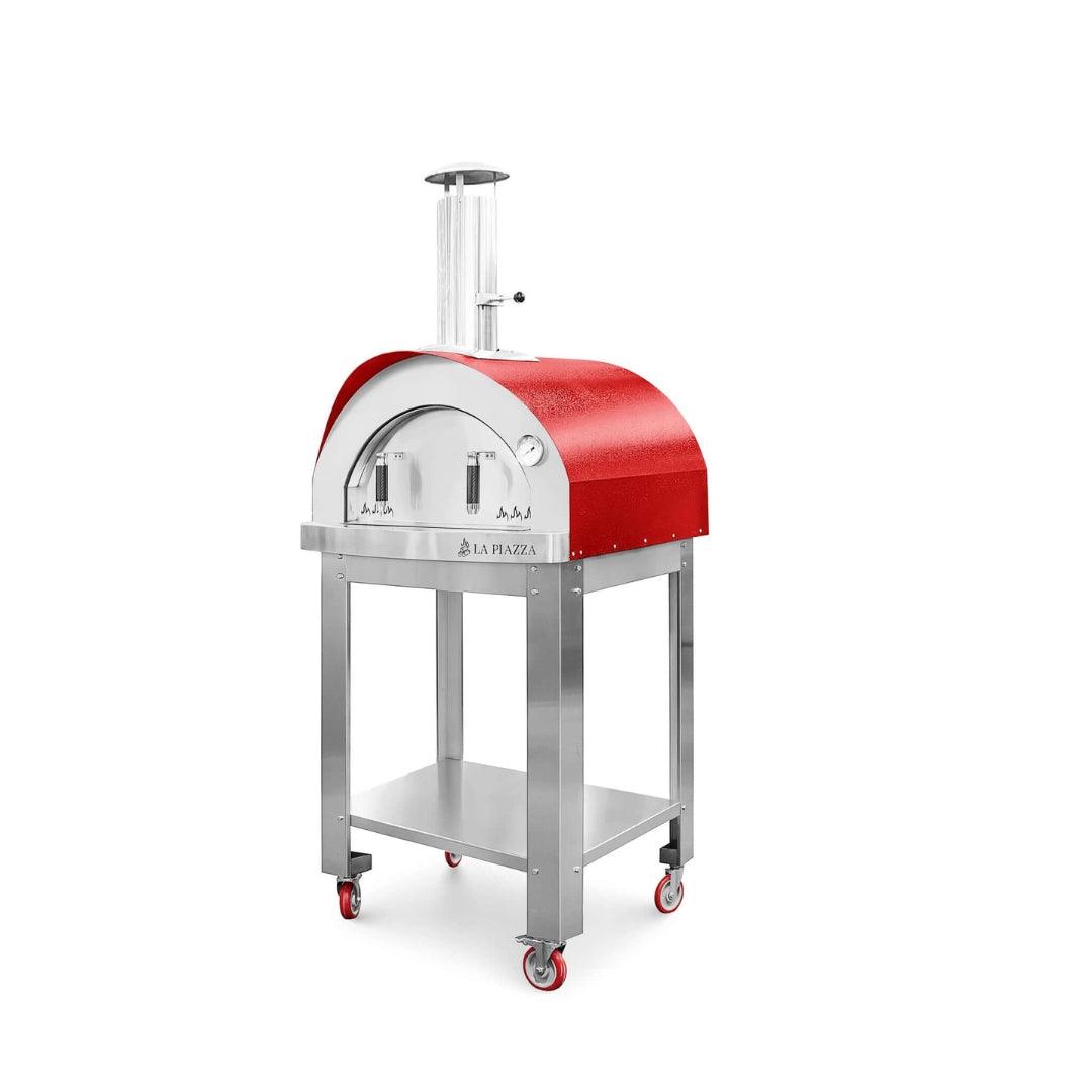 La Piazza Piccolo 33" Wood Fired Pizza Oven - Red - Freestanding 