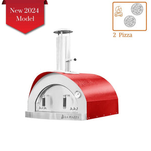 La Piazza Piccolo 33" Wood Fired Pizza Oven - Red - Countertop 