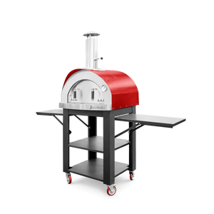 La Piazza Piccolo 33" Wood Fired Pizza Oven - Red - Open Shelves