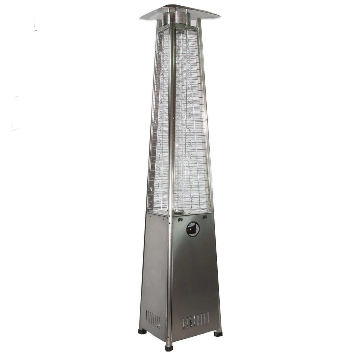 RADtec Allure Series Propane Pyramid Flame Patio Heater - Stainless Steel - PYR-SSP - Angled View