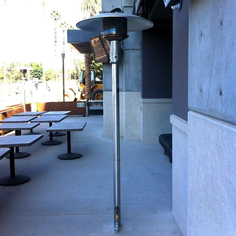 Sunglo 50,000 BTU Natural Gas Post-Mount Patio Heater - Stainless Steel - Commercial Patio 