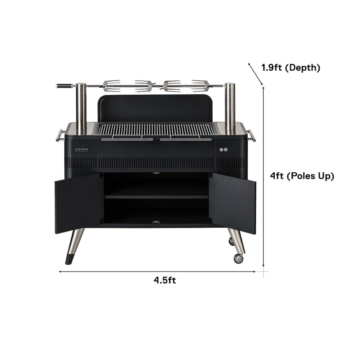 Everdure HUB™ 54-Inch Charcoal Grill with Rotisserie & Electronic Ignition, Matte Black HBCE2BBUS