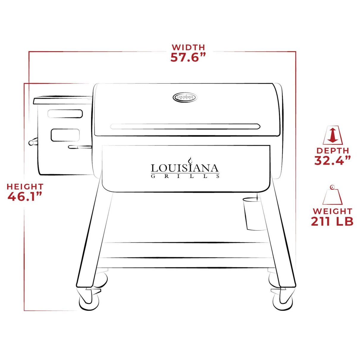 Louisiana Grills - 10640 - LG1200BL Black Label Series Pellet Grill - Grill Exterior Dimensions