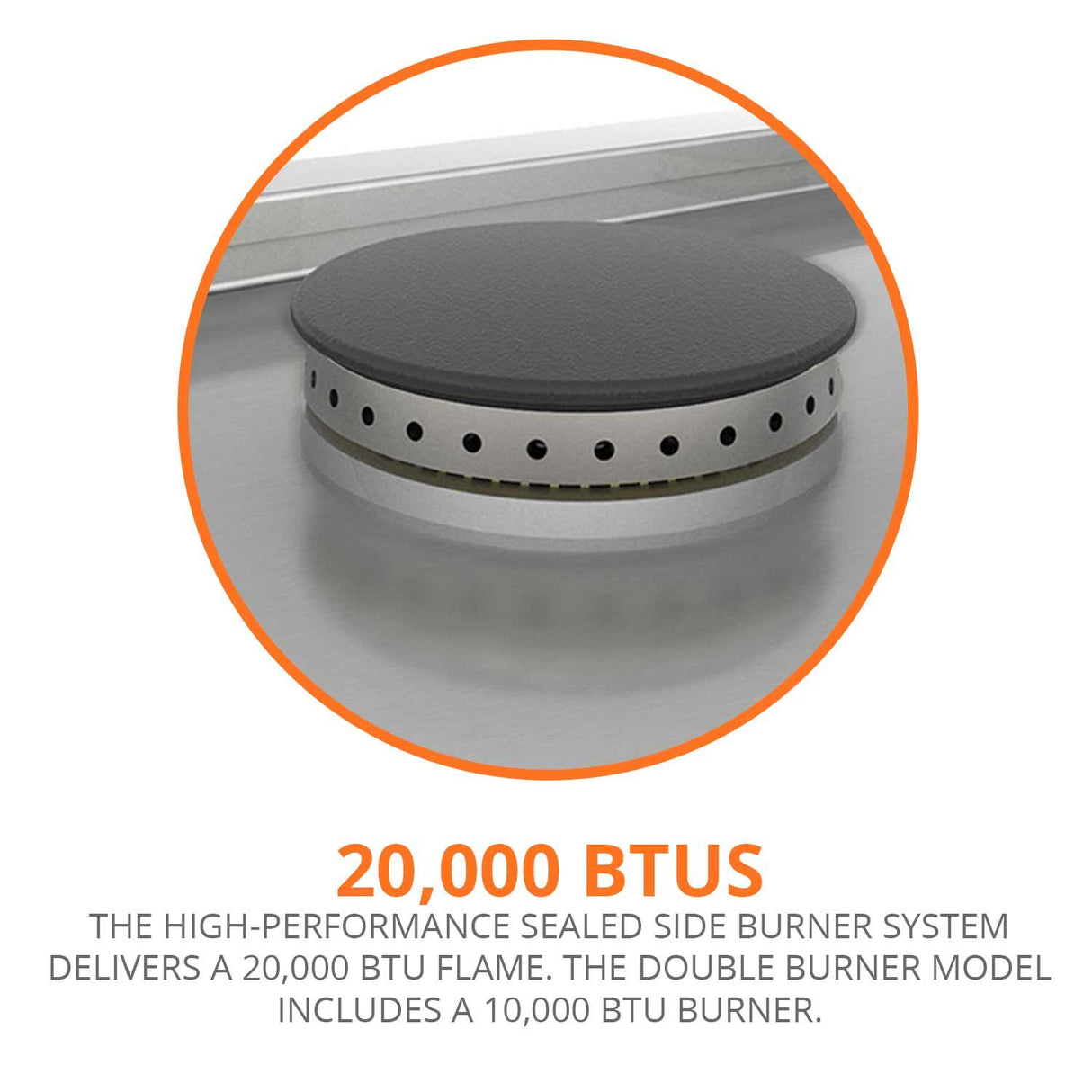 20,000 BTUs Single Side Burner, Built-in, 12"