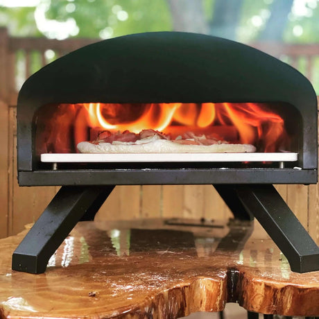 Bertello 12" Outdoor Pizza Oven Everything Bundle, SimulFIRE Gas/Wood Technology BRQE1000