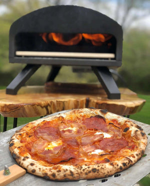 Bertello 12" Outdoor Pizza Oven Everything Bundle, SimulFIRE Gas/Wood Technology BRQE1000