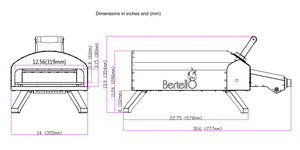 Bertello 12" Outdoor Pizza Oven Everything Bundle, SimulFIRE Gas/Wood Technology BRQE1000