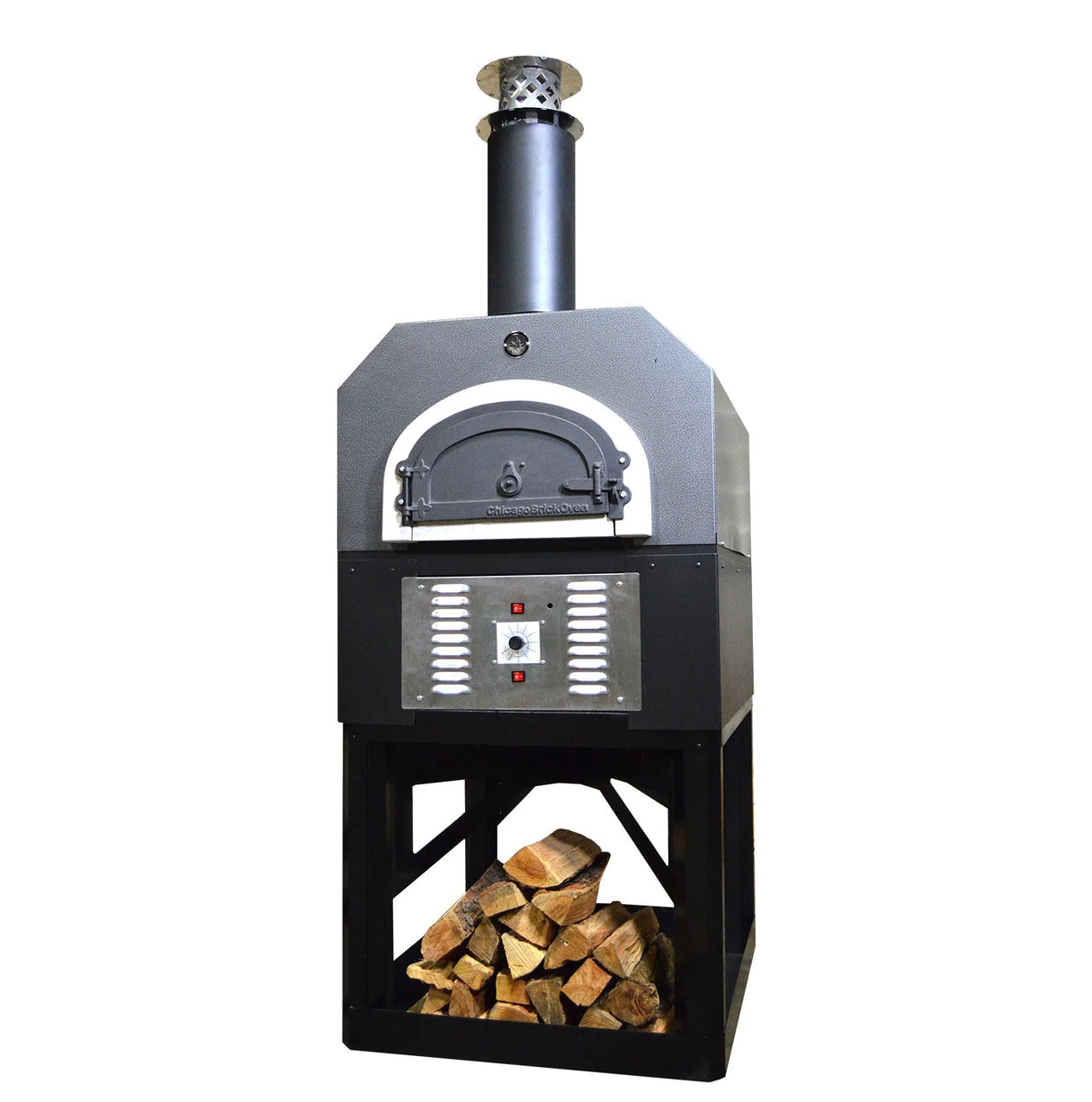 Chicago Brick Oven CBO-750 Hybrid Gas & Wood Fired Residential Outdoor Pizza Oven on Stand CBO-O-STD-750-HYB-NG-CV-R-3K