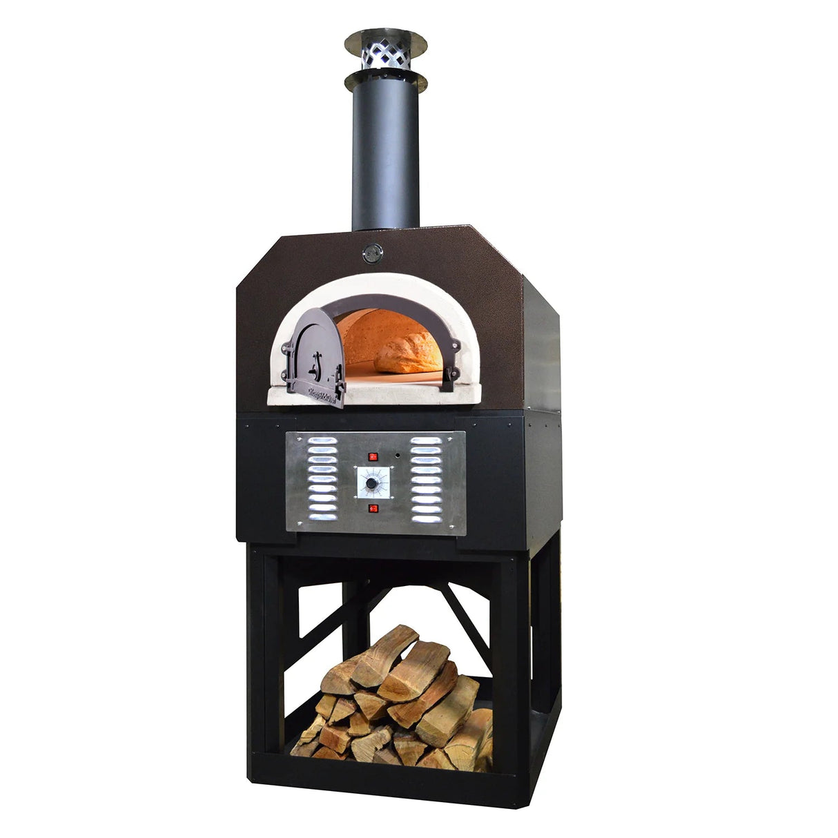 Chicago Brick Oven CBO-750 Hybrid Gas & Wood Fired Residential Outdoor Pizza Oven on Stand CBO-O-STD-750-HYB-NG-CV-R-3K