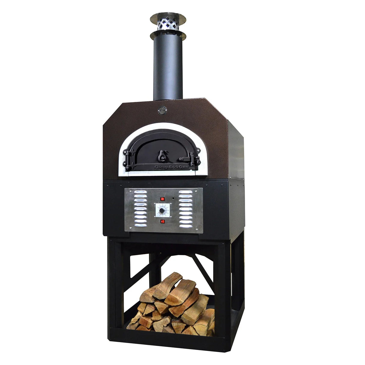 Chicago Brick Oven CBO-750 Hybrid Gas & Wood Fired Residential Outdoor Pizza Oven on Stand CBO-O-STD-750-HYB-NG-CV-R-3K