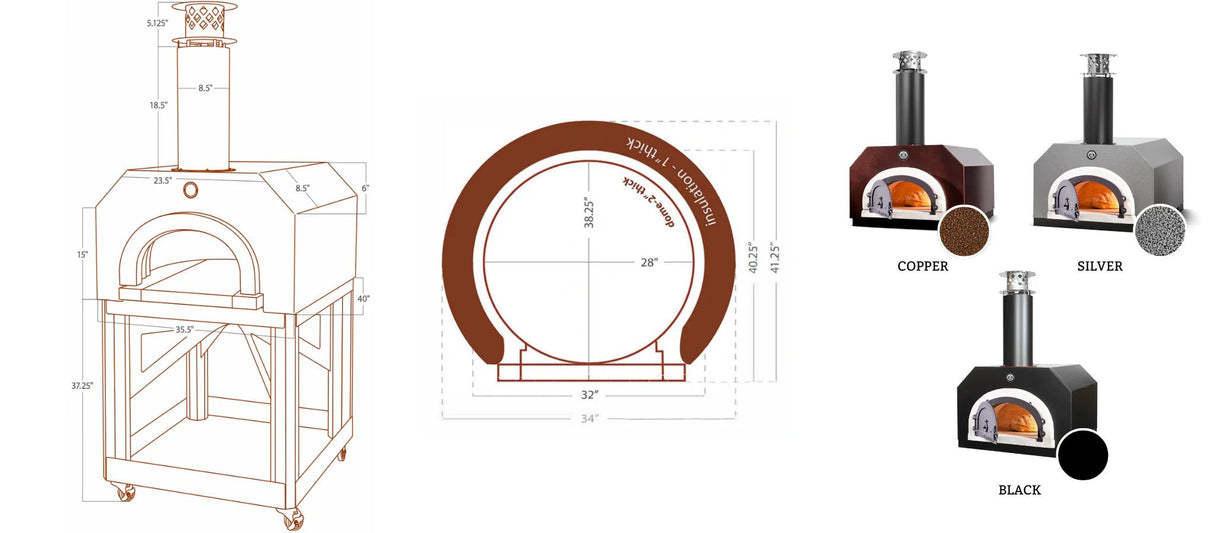 Chicago Brick Oven CBO-750 Mobile Stand Wood Fired Pizza Oven CBO-O-MBL-750-CV