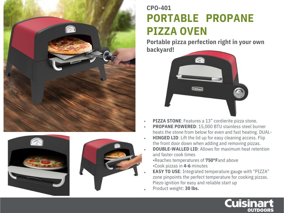 Cuisinart Outdoor Pizza Oven - Portable & Compact - CPO-401