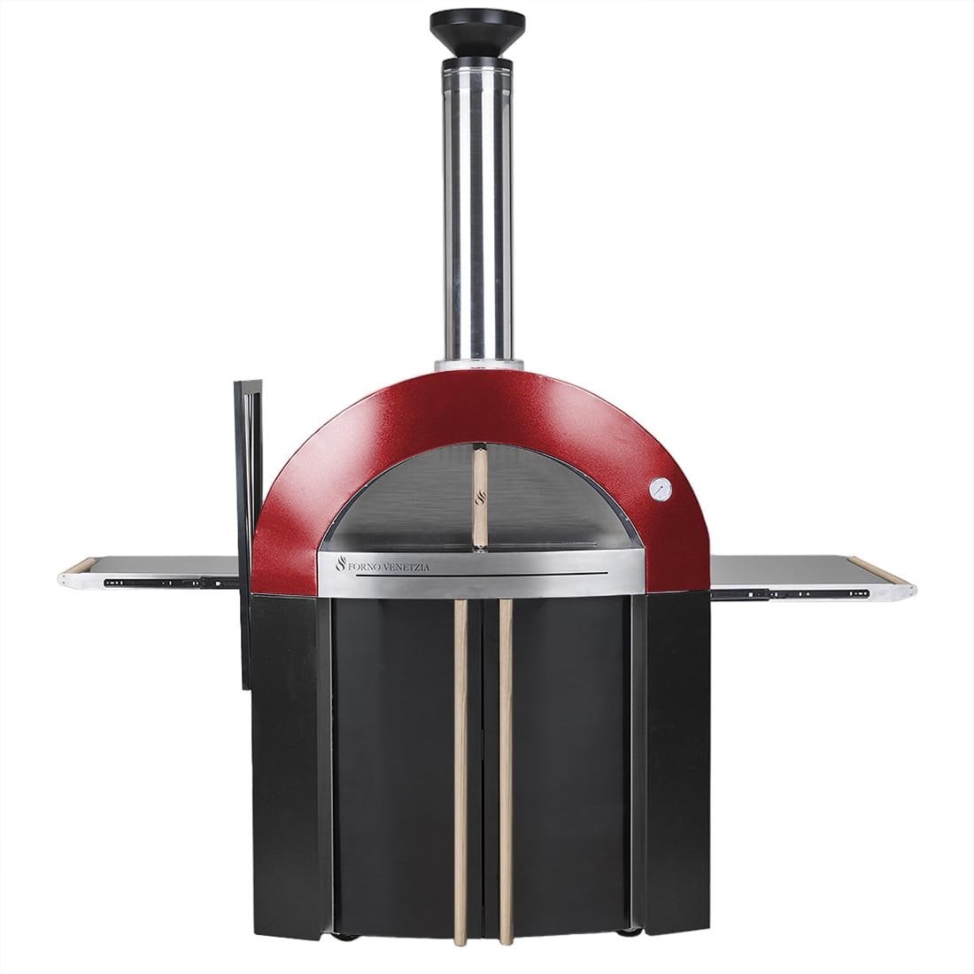 Forno Venetzia Bellagio 300 44-Inch Outdoor Wood-Fired Pizza Oven - Red - Front View - FlameOutdoors 