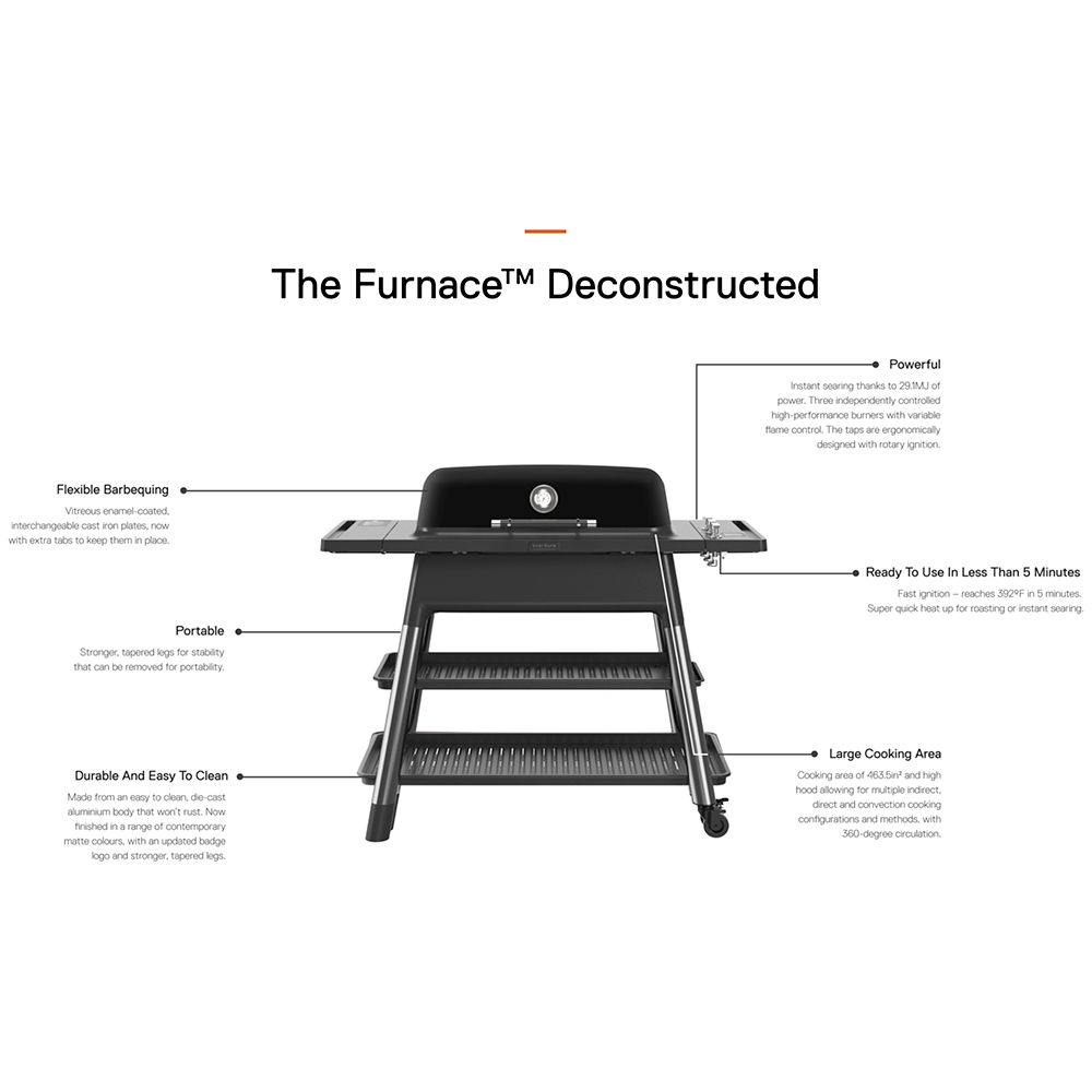 Everdure by Heston Blumenthal FURNACE 3-Burner Propane Portable Grill E3G3B