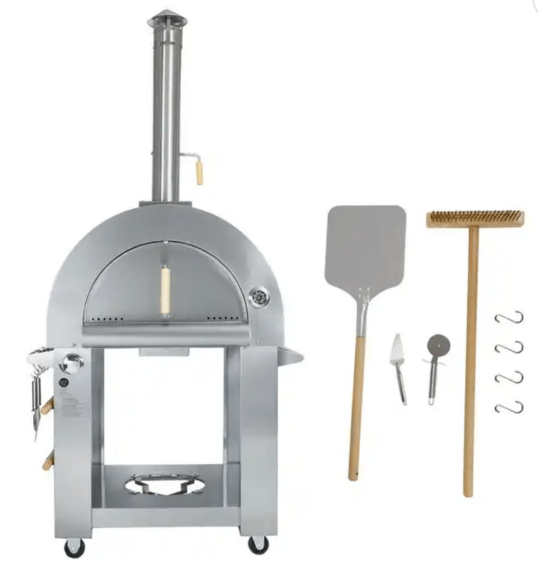 Kokomo 32 Inch Pizza Oven - Dual Fuel Gas or Wood Fired Stainless Steel - KO-PIZZAOVEN-LP