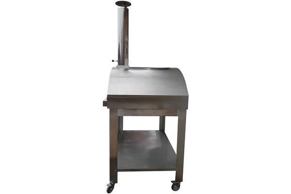 La Piazza Grosso 53-inch Wood Fired Pizza Oven - With standard Cart - Side View