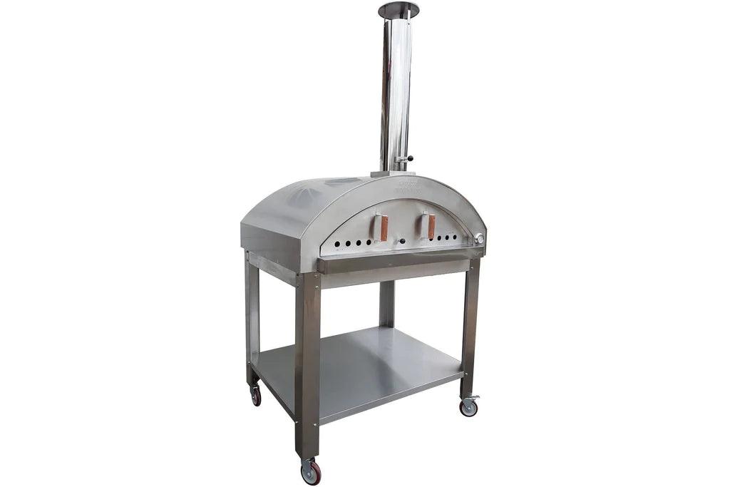 La Piazza Grosso 53-inch Wood Fired Pizza Oven - With standard Cart - Right Angled View